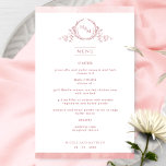 Chic Monogram  Rosa Vattenfärgsmeny Bröllop<br><div class="desc">Välkomna gästerna till bord med den här elegantens monogrammade bröllop-meny, med ett utsökt hand plockade leafy monogram med par initialer och rosa vattenfärg gräns rand. Föregående vattenfärg tvättar i rosa och rosa och i ro guld. En del av vår " Rosa Watercolor Botanical Monogram Bröllop"-samling med en mängd olika samordningsprodukter...</div>
