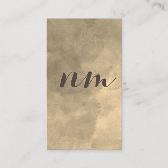 Chic Monogram Sepia Watercolor Visitkort (Framsida)
