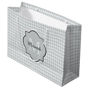 Chic Monogram Soft Grått Houndstooth med Namn