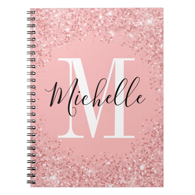 Chic Monogram spiral bärbar dator Anteckningsbok (Framsidan)