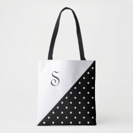 Chic Monogram svart vit geometrisk polka punkt Tygkasse