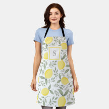 Chic Monogram Watercolor Lemon Foliage