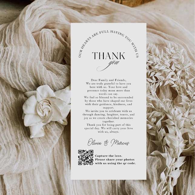 Chic Monogram Wedding Thank You Card QR Code Tack Kort (Skapare uppladdad)