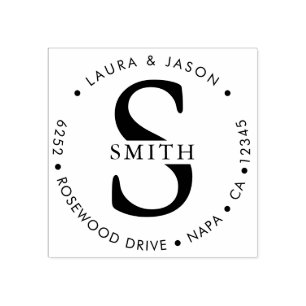 Chic Monogrammad Returadress Stämpel