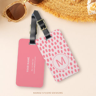 Chic Monogrammad Rosa Luggage Tag Bagagebricka