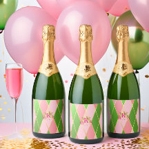Chic Monogrammad Rosa och Grönt