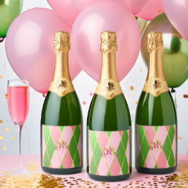 Chic Monogrammad Rosa och Grönt