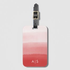 Chic Monogrammad Watercolor Faded Coral Red Ombre Bagagebricka