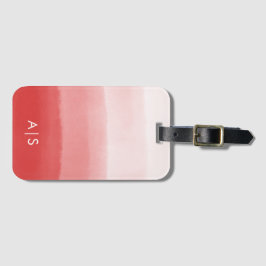 Chic Monogrammad Watercolor Faded Coral Red Ombre Bagagebricka