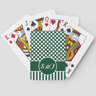 Chic Monogrammed Grönt Polka-punkt Casinokort