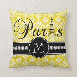 Chic Monogrammed gula damastast Paris Kudde