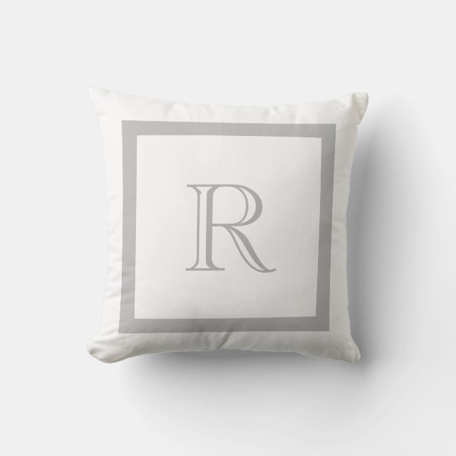 Chic Monogrammed klassikergrått & vit Kudde (Framsida)