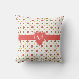 Chic Monogrammed Red White Polkas Dekorativ kudde