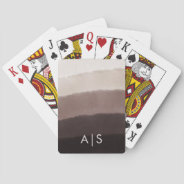 Chic Monogrammed Vattenfärg Davy Grå Ombre Spelkor Casinokort