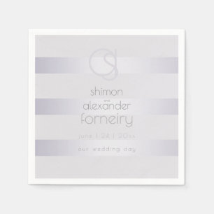 Chic Monogrammed Violet Silver Shimmery Rand Pappersservett