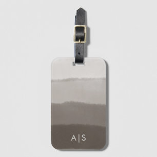 Chic Monogrammed Watercolor Davy Grått Ombre Bagagebricka