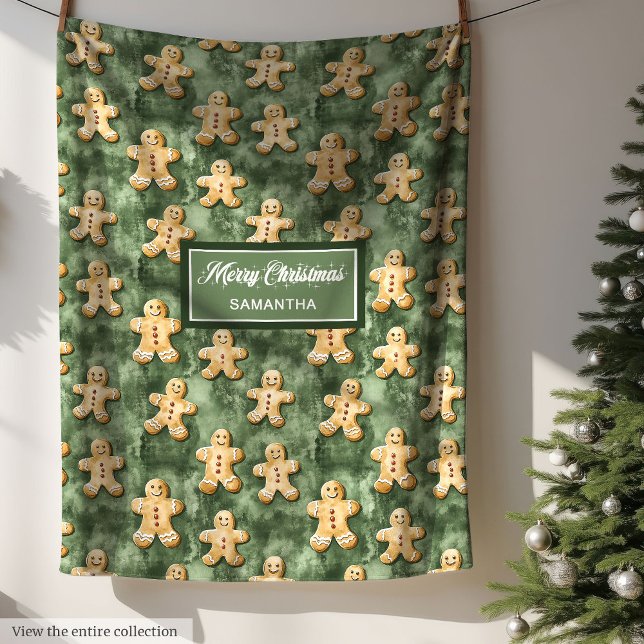 Chic Monokromatisk bild Pastel Grönt jul Fleecefilt (Chic Monochromatic Sage Pastel Green Christmas Fleece Blanket)