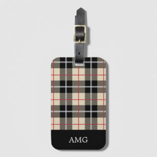 Chic mönster för pläd för MonogramThompson kamel Bagagebricka
