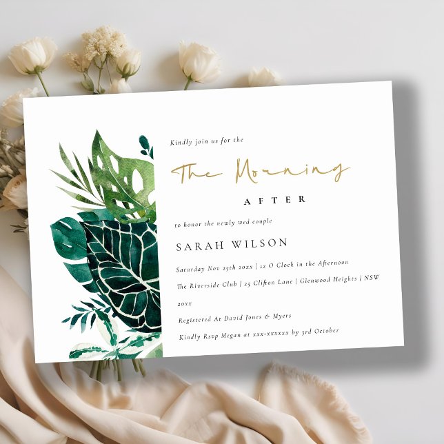 Chic Monstera Grönt Fauna God morgon efter Inbjuda Tack Kort (Skapare uppladdad)