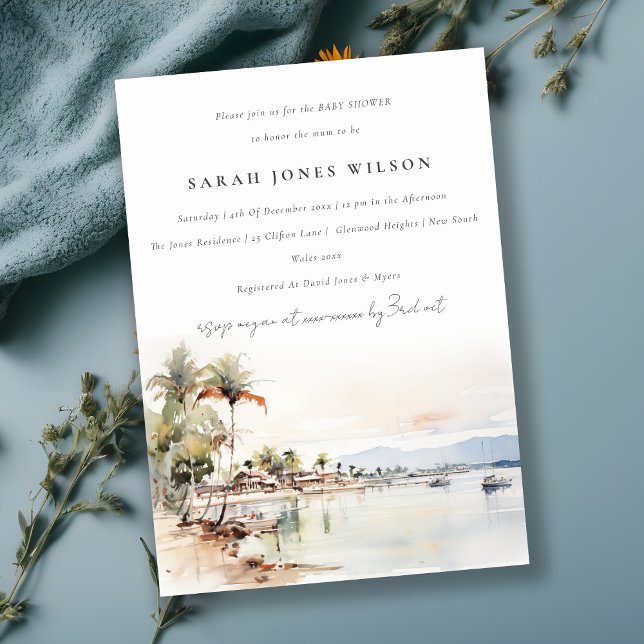 Chic Montego Bay Jamaica Ligcape Baby Shower Inbjudningar (Skapare uppladdad)