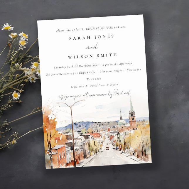 Chic Montpelier City Scape Vermont Par Shower Inbjudningar (Skapare uppladdad)