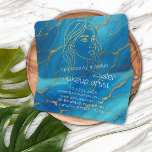 Chic Mörk Aqua Turcos Teal Blue Guld Marcular Visitkort