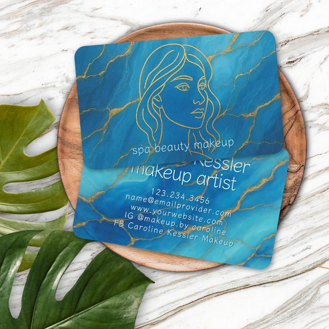 Chic Mörk Aqua Turcos Teal Blue Guld Marcular Visitkort (Skapare uppladdad)
