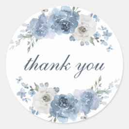 Chic Mörk blått Elfenbenskusten Blommigt Bröllop T Runt Klistermärke