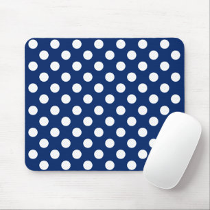 Chic Mörk blått med Big White Polka dots Elegant Musmatta