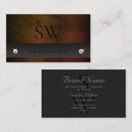 Chic Mörk Grått Orange Gradient Snake med Monogram Visitkort