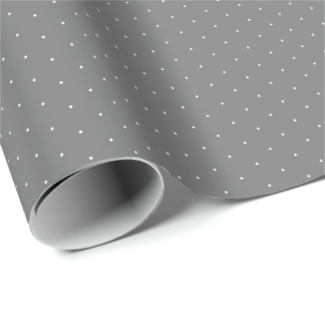 Chic mörk grått vit liten polka dots mönster-gåva presentpapper (Rullad Hörn)