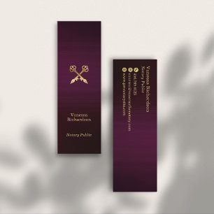 Chic Mörk Lila & Guld Notary Nyckel Luxury Mini Visitkort