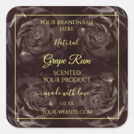 Chic Mörk Red Brown Blooming Ro-produktetiketter Fyrkantigt Klistermärke