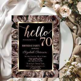 Chic Mörk Ro Black 70:e födelsedagen Inbjudningar