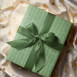 Chic Mörk Sage Light Forest Grönt Stripe Zigzag Presentpapper