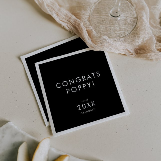 Chic Mörk Svarta Gratulerara Student, Namn Student Pappersservett (Skapare uppladdad)