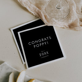 Chic Mörk Svarta Gratulerara Student, Namn Student Pappersservett