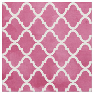 Chic mörkt rosa vattenfärgstilQuatrefoil mönste Tyg