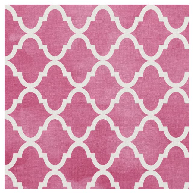 Chic mörkt rosa vattenfärgstilQuatrefoil mönster Tyg (Närbild)