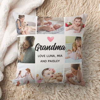 Chic Mormor's Kärlek: Personlig Heart Photo Kudde