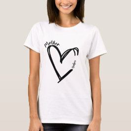 Chic Mors dag hjärta med 1 Barn Namn T Shirt