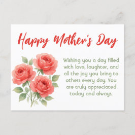 Chic Mor's Day Postcard with Watercolor Flowers Helg Vykort