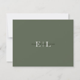 Chic Moss Grönt Bröllop Monogram Note Card Anteckningskort