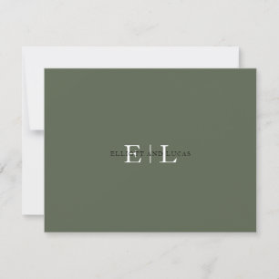 Chic Moss Grönt Bröllop Monogram Note Card Anteckningskort