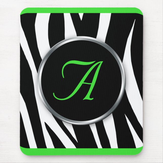 Chic mousepad för Monogram för zebra Musmatta (Framsidan)