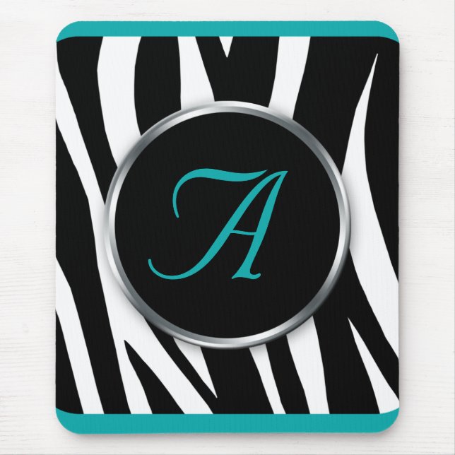 Chic mousepad för zebra tryckkrickaMonogram Musmatta (Framsidan)