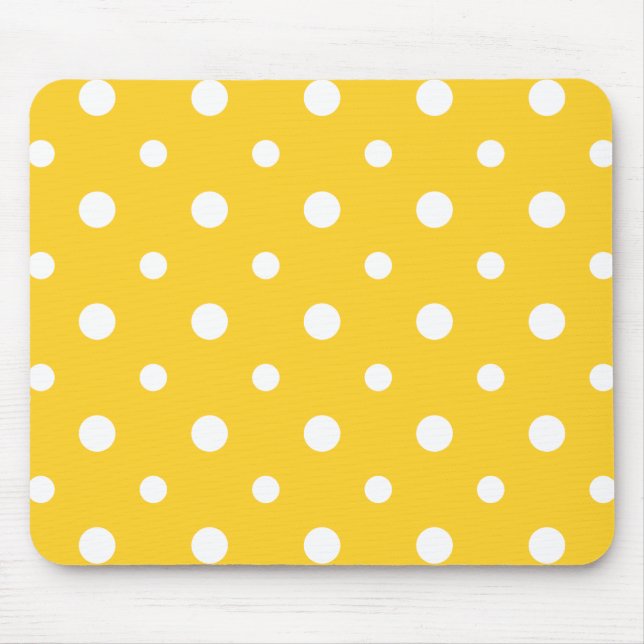 Chic Mousepad: White Jumbo Polkas på Gulten Musmatta (Framsidan)