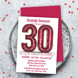 Chic Mousserande Crystal Rosa och Guld 30års födel Inbjudningar