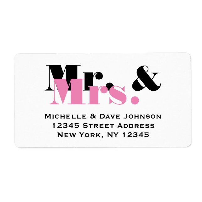 Chic Mr. och Mrs. adressetiketter för gifta par Fraktsedel (Framsidan)