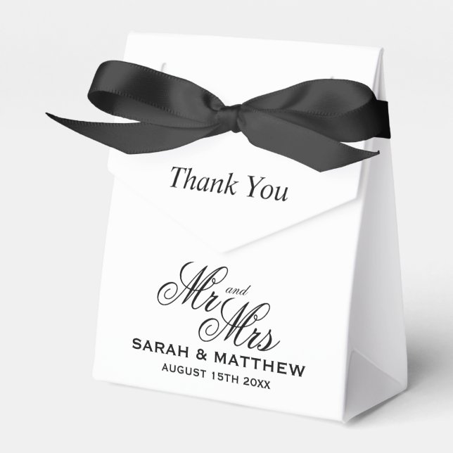 Chic Mr. och Mrs. Black tie gala bröllopsfest Presentaskar (Framsidan Sidan)